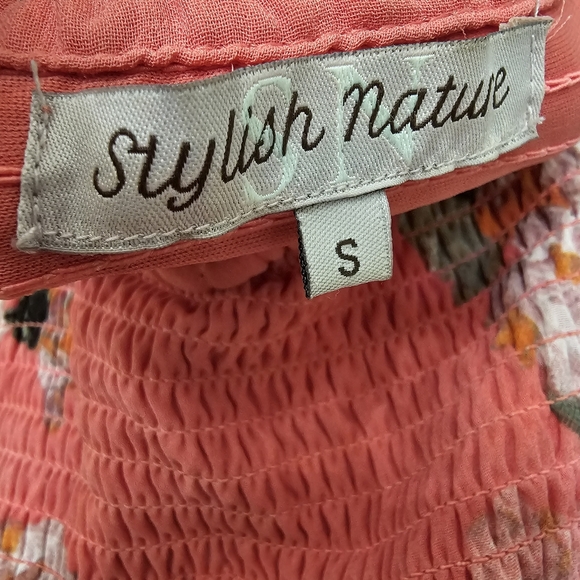Nwot Stylish Nature Coral Pink Floral Smocked Elastic Bodice Tiered Maxi… - Picture 3 of 15